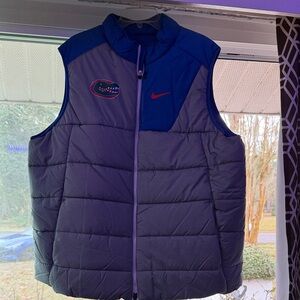 Nike Blue and Gray Puffer Vest with Logo